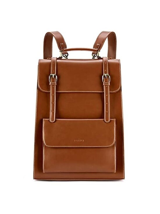 Women\'s Laptop Backpack PU Leather Backpack Vintage Laptop Bag, 15.6